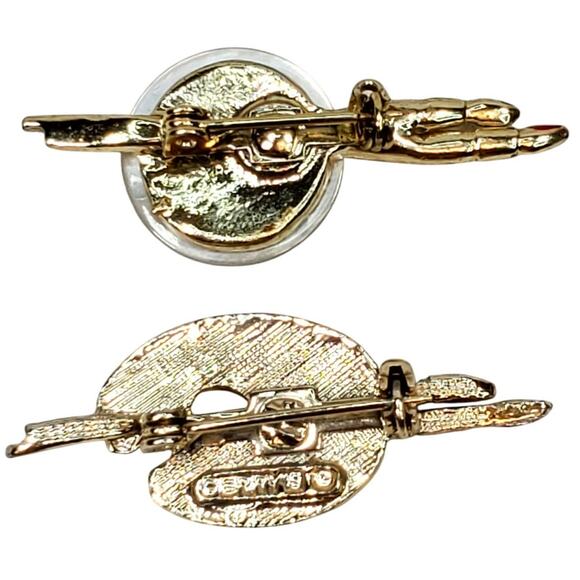 Gerrys Artist Palette Pin Multicolor Enamel Paint Brushes Gold Tone Artsy Crafty - Picture 2 of 4